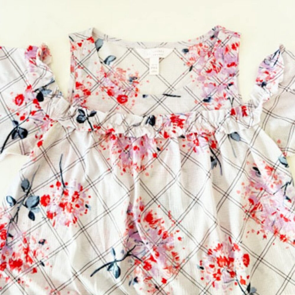 Lauren Conrad Petites Women's Ruffle Cold-Shoulder blouse — SZ Petite XS - Picture 2 of 7
